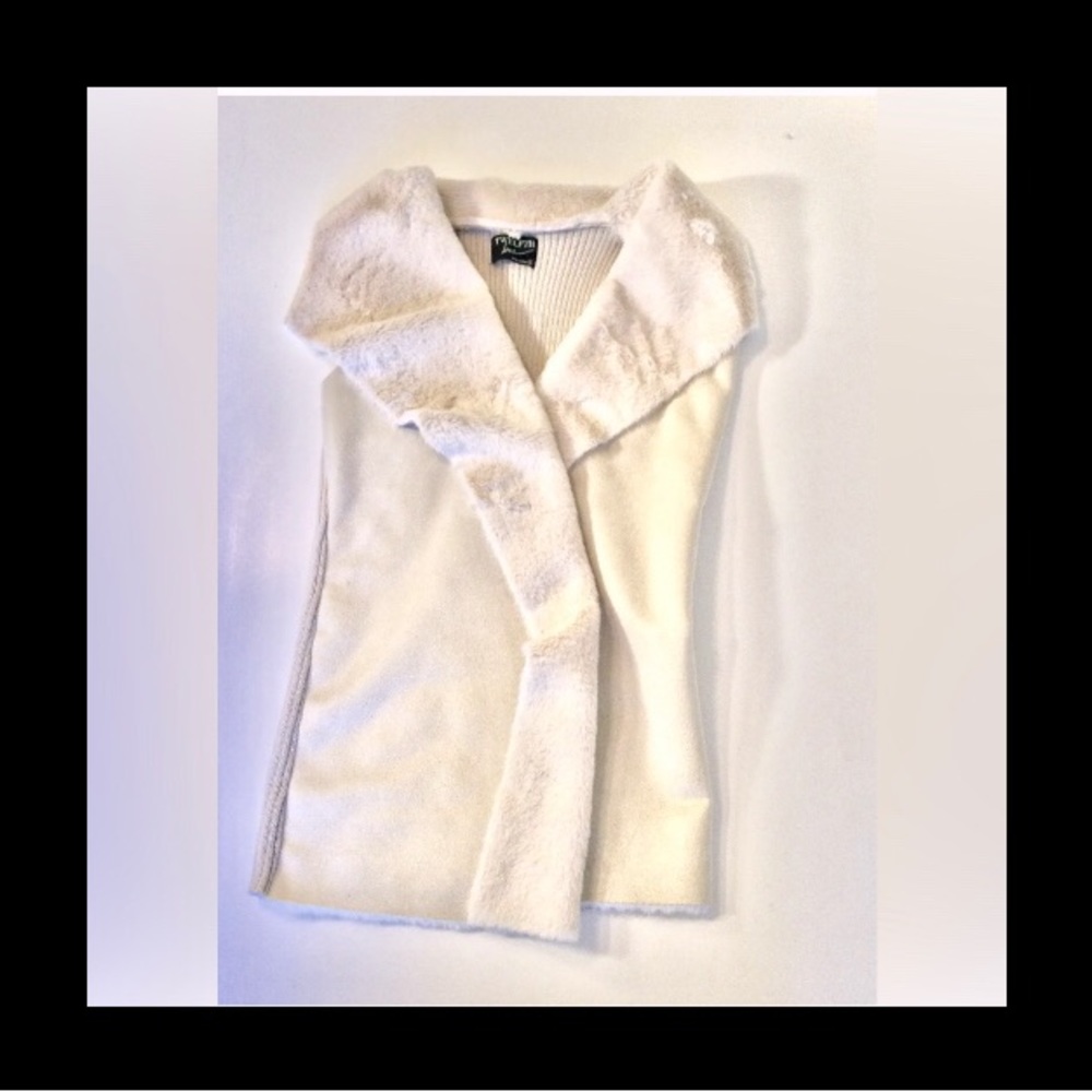 Sleeveless Sweater Wrap Jelay Coat Knit Faux Fur Normcore Christmas Gift Large